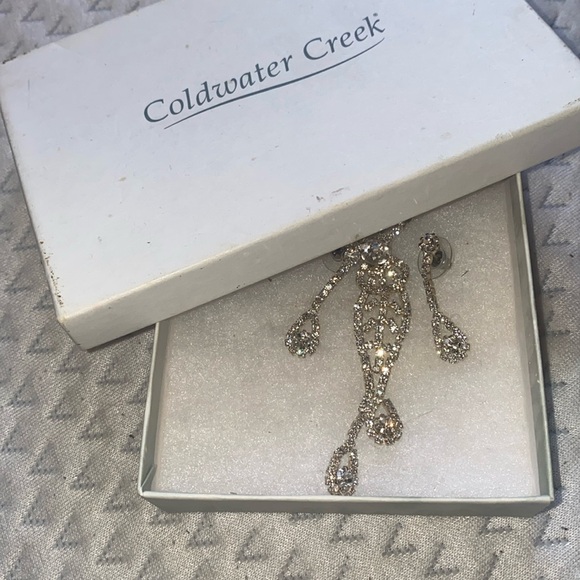 New With Tags Vintage Silver Tone Coldwater Creek Sparkly Necklace & Earring Set - Picture 3 of 6